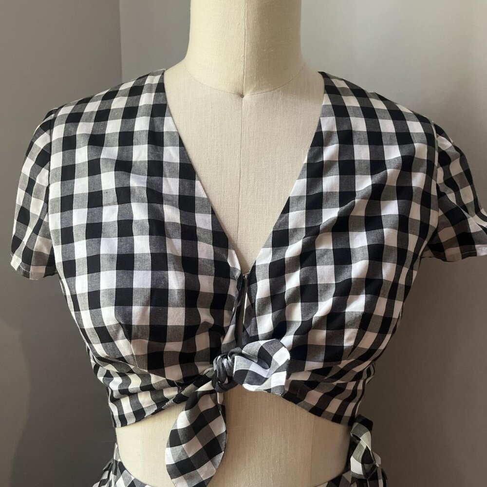 1950s 2-piece Joana black white gingham set rockabilly pinup set - Picture 3 of 6